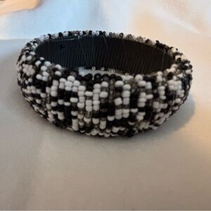 Black, White, Gray Beaded Bracelet
